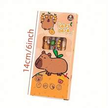 Capybara 6 Pcs Fashionable High-Quality Push Button Pens - 0.5mm Fine Point, Water-Based Ink, Plastic Material, Retractable Design - Suitable For School And Office Use Perfect For Back-To-School And Christmas Gifts