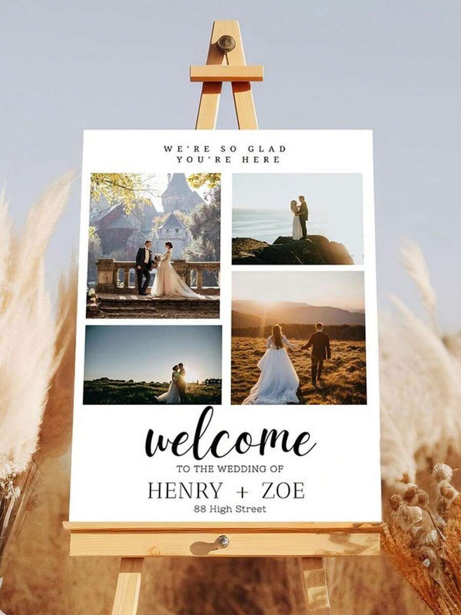 Wedding Welcome Sign Template, Modern Photo Welcome Sign Template, Printable Wedding Reception Poster - Multicolor - View 1