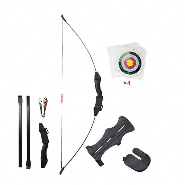 1 Set Outdoor Archery Recurve Bow Kit, Includes Target Paper + Arm Guard + Finger Tab, Archery Practice & Competition Equipment, Great Gift For Family And Friends