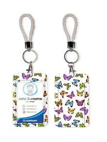 1pc Butterfly Print Fashion Personalized Cartoon Pull-Tab Card Holder Keychain Bag Pendant, Student Wristband Card Holder, Ladies Wristband Card Holder, ID Bus Protection Case, Student Campus Card Protection Case - Multicolor - View 2