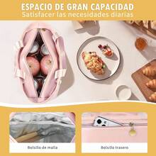Bolsa del Almuerzo,Lonchera termica para mujeres y hombres,con 2 cubiertos (cucharas y tenedores),Adecuado para Trabajo, Campamento, Picnic, Salida - Marrón - Ver 8