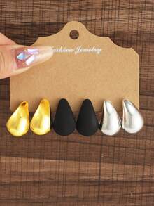 6-18pcs/Set Bohemian Style Colorful Water Drop/Teardrop Shape Earrings Hoop Earrings, Women Daily Fashion Jewelry Accessories - Teardrop Earring Set - View 2