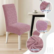 YSTYLE Chair Covers With Backrest 2/4/6 Pieces, Stretch Chair Covers, Living Room Kitchen Chair Covers, Universal Cat Scratch-Resistant Chair Cover, Modern Stain-Resistant Chair Cover - Pink - View 3