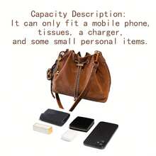 Vintage Umhängetasche für Frauen - Verstellbarer Schultergurt, Kordelzugverschluss, Kaffeebraun/Schwarz - Alltagstasche und Schultertasche, formelle Anlässe und Abendaccessoires - Langlebiges Design, Quastenverzierung, Metallverzierungen,Damentaschen, modische Damenhandtaschen, beliebte Damentaschen im Jahr 2026, Damenhandtaschen, modische Handtaschen, Weihnachtsgeschenke - Braun - Übersicht 5