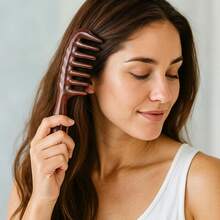 Sandalwood Wide Tooth Hair Comb, Thicken Wooden Wide Tooth Combs For Curls Large Natural Sandalwood Wood Comb With Storage Bag Wooden Hair Combs For Head Scalp Massage For Women Men-FUNALING - 1 - 查看 6