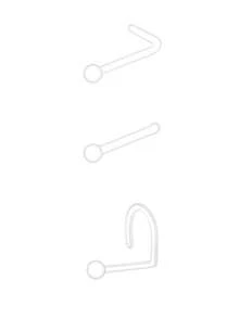 CIZME 3pcs Transparent Heart Shaped Nose Rings, Bioflex Nose Rings, L-Shaped Nose Studs, Unisex Body Piercing Jewelry, Nose Piercing Retainers