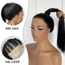 360 Straight Lace Front Wigs Glueless Long Straight Hair Lace Front Wig Pre Plucked Synthetic HD Lace Front Wig 28-32inch Natural Black,613,1B99J - Multicolor - View 8