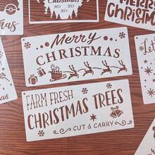 8 buc/set șablon de pictură gol de Crăciun, decorațiuni DIY pentru casă, reutilizabile și lavabile pentru lemn, perete, sticlă, material textil, hârtie