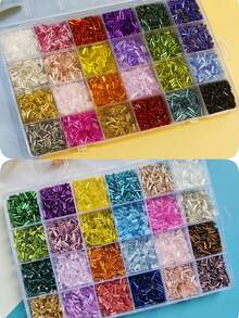 1 盒 15/24 种颜色时尚简约多色玻璃管 DIY 珠宝制作配件适用于项链、手镯、耳环、流苏、窗帘流苏 - 管珠套餐 - 查看 25