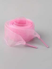 New Fashionable Versatile Sneakers With Tulle Lace Shoelaces, Transparent Lace Shoe Strings Ballerina Style Decor, Small White Shoes Decorative Cords