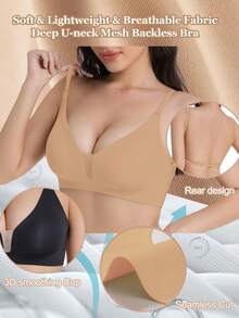 5 piezas Sujetador sin costuras y sin espalda para mujer, ropa interior sin tirantes para verano, sujetador sexy para novia. Incluye tres tipos de tirantes, sin costuras y transpirable, con tirantes ajustables, sujetador delgado, cómodo y transpirable, adecuado para bodas, vestidos de gala, faldas camiseta, etc. - Multicolor - Ver 2