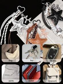 1PC Yogodlns Y2k Leather Rope Keychain,Star Cute Starfish Bag Pendant , Starfish Pendant Fashion High-End Fashion Design Five-Pointed Star Braided Rope Bag Pendant,Car Keychain,Key Lanyard,Key Holder,Keychain Accessories,Keyring,Couple Keychain,Gifts For Women,Valentine's Day Gifts,Birthday Gift,Friend Gift,Holiday Gifts,Event Souvenirs,Party Gifts.
