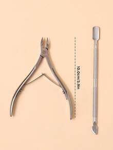 Bộ dụng cụ làm móng đa năng 2 trong 1 - Kìm cắt da chết chuyên nghiệp bằng thép không gỉ để cắt móng chính xác; Dụng cụ đẩy da chết để chăm sóc và loại bỏ sơn móng; Thích hợp sử dụng tại nhà, khi đi du lịch và tại salon; Hộp quà Giáng sinh trang nhã. - Bạc - Xem 6