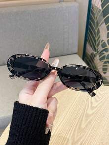 3pcs Casual PC (Polycarbonate) Oval Frame Sunglasses, Fashionable Y2K Style For Summer, Beach, Travel, Party, Gift, Daily Wear - Black+Black Slice White Bean Curd+Tea Slice White Bean Curd - View 3