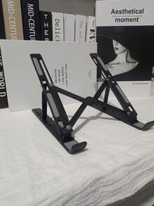 可调节和便携式笔记本电脑支架 - 可折叠，通用笔记本电脑平板电脑支架，符合人体工程学角度调节的散热设计，适用于所有电脑，耐用塑料结构，紧凑轻巧，散热支架，笔记本电脑支架，桌面折叠