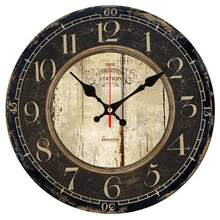 1 Piece Retro Silent Wall Clock - 10x10inch Large Dial, Black Arabic Numerals, Battery Operated (AA Batteries Not Included) - Country Style Decoration, Suitable Living Room, Kitchen, Office - Home, Easter, Mother's Day, Father's Day - Durable Artificial Wood Structure, Classic Roman Numerals, Textured Craftsmanship, High-Quality Processing, 2D Flat Design - 黑色 - 查看 2