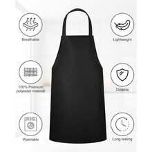 12 delantales lisos con 2 bolsillos - Delantal unisex comercial, lavable a máquina, ajustable, para hombres y mujeres, para camarera, resistente a las gotas de agua, para cocina, barbacoa, chef, camarero, restaurante, pintura y manualidades. - Negro - Ver 4