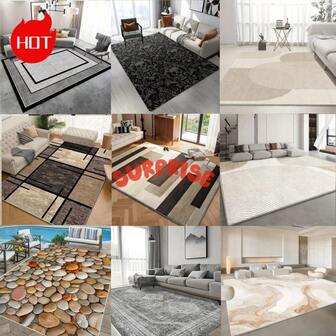 Una alfombra de área grande seleccionada al azar/alfombra para exteriores, edición 2025, con múltiples patrones personalizados y estilos ricos para eliminar la molestia de elegir. Esta lujosa alfombra de área se adapta a varias combinaciones de decoración del hogar, es premium lavable a máquina y está hecha de material de alta densidad con partículas antideslizantes en la parte inferior, resistente a la decoloración y de diseño moderno. Alfombra de cocina