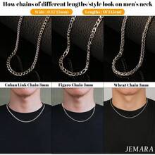 Men's Stainless Steel Silver Chain Necklace Sets ,Non Tarnish Cuban Link Jewelry Gifts - 銀色 - 查看 3