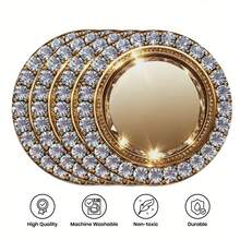 4PCS  Gold Circle Placemats With Diamonds, Round Heat-Resistant Non-Slip Placemats, Suitable For Autumn Daily Festivals Thanksgiving Christmas Parties Kitchen Dining Table Decoration Autumn Harvest Home Decor