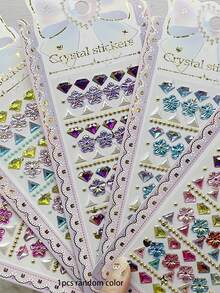 1 Stück zufällige Farbe Kristall Acryl Diamant Aufkleber für Mädchen, DIY handgefertigte dekorative Pentagramm und Pfauenform Juwel Aufkleber