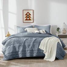 Blue Quilt King Size Bedding Sets With 2 Pillow Shams, Lightweight Soft Bedspread Coverlet, Quilted Blanket Thin Comforter Bed Cover All Season, 3 Pieces, 104x90 Inches, All - Season Bedding - 波西米亞藍灰色 - 查看 12