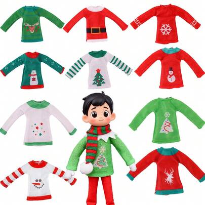 30cmBookshelf Doll Christmas Sweater, Outfit For MischievousParty Holiday Decor Photography Prop, Bookshelf Doll Accessory, Christmas Tree Decoration, Essential Christmas Gift, Birthday Party, Wine Bottle Decor, Home Gathering Decoration