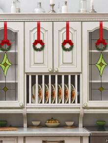 1/12 pièces Couronne de cuisine suspendue mini couronne avec nœuds de ruban et baies pour décoration murale, porte d'entrée, fête. Convient pour les décorations de fête ou de vacances - Multicolore - Voir 6