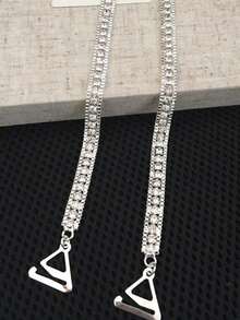 1 Pair Ladies Crystal Embellished Bra Straps Metal Adjustable Back Bra Shoulder Straps