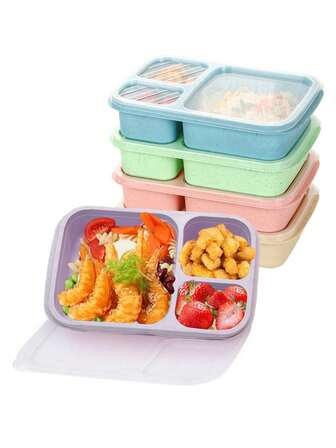 3 piezas/1 pieza Caja de almuerzo Bento con tapa, Recipiente para preparación de comidas para adultos, Recipientes de almacenamiento de alimentos divididos para microondas, Bolsa de almuerzo