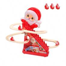 Izengate 圣诞节新款儿童玩具，益智游戏，2 种模式 - 灯光和音乐/静音，有趣的轨道攀爬玩具，自动攀爬轨道滑梯玩具，圣诞老人爬梯玩具，男孩女孩的最佳生日圣诞节万圣节新年礼物（不含电池）