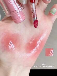 JUDYDOLL Ice Watery Lip Gloss-Gen 2 Shiny Mirror Lip Gloss, Moisturizing & Nourishing Essence, Long-Lasting - 02 Juicy Strawberry - View 3