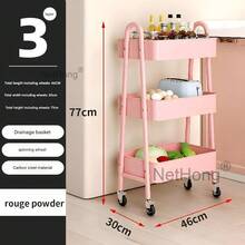 Folding Trolley Cart Shelf Storage Rack Rolling Office Wheels Metal 3/4/5 Tier - Black - View 26