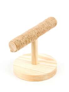 1pc Parrot Toy Wooden Rope Perch, Bird Toy, Wooden Toy, Parrot Toy, Intelligent Perch Toy, Bird Cage Accessory - Beige - View 6