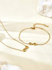 1pc 18k Gold Plated Titanium Steel Women's Infinity Loop Necklace, Perfect For Everyday Wear