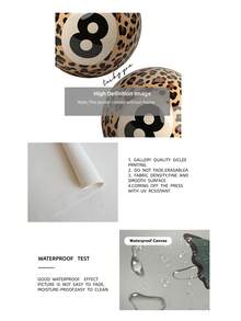 1/3pcs Frameless 3 PiecesLeopard Print Wall Art Set, Vintage 8 Ball & Martini Cocktail Poster Collection, Lucky Girl Aesthetic Decor, Retro Party Theme Prints For Bedroom, Dorm & Bar Wall - Multicolor - View 9