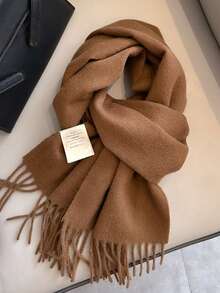 1pc Winter 100% Wool Winter Scacrf Cashmere Solid-Colored Scarf With Tassels Soft Shawls For Spring Summer Autumn And Winter