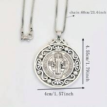 1pc Saint Benedict Medal Necklace Alloy Christian Sacramental Medal Catholic Gift For Men Women A-483d - 1pc - 查看 5