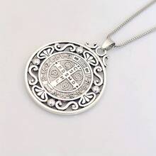 1pc Saint Benedict Medal Necklace Alloy Christian Sacramental Medal Catholic Gift For Men Women A-483d - 1pc - 查看 2
