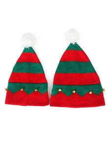 1/3pcs Christmas Knitted Hat-Autumn And Winter Warm Merry Christmas Bell Hat Wool Ball Hat Parent-Child Hat Christmas Hat Bell Knitted Wool Hat - Multicolor - View 7