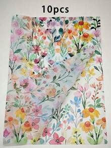 20/10/1張鬱金香花紋面紙，50*35cm (19.7in*13.78in)，適用於DIY手工藝，尤加利花紋面紙，復古宮殿游泳泉景禮品包裝紙，春季派對包裝紙 - 彩色 - 查看 3