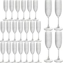 24PCS Red Plastic Champagne Flutes 7oz,Unbreakable Champagne Glasses Bulk,Reusable Crystal Drinking Wine Glasses For Wedding,Chrismas,Party - trắng - Xem 8