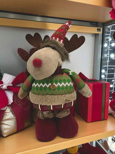 Muñeco Decorativo De Navidad  Alto , Decoración Navideña  , Muñeco De Santa Claus , Muñeco De Reno , Muñeco De Nieve , Decoración De Navidad Para Sala De Estar , Decoración Para Árbol de Navidad , Figuras De Tela Decorativos , Muñeco Decorativo  De 53cm de alto . Muñeco Con Patas Retráctil con 33 cm