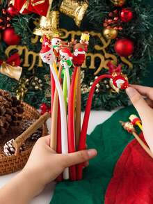 20支/套圣诞卡通中性笔，趣味圣诞树、雪人、姜饼人造型，中性墨水圆珠笔，适合作为圣诞派对礼物、办公及家居用品 - 彩色 - 查看 8