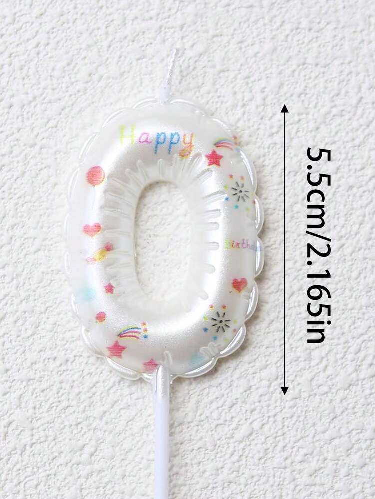 白色蕾丝气球，彩色手绘生日快乐数字0-9，生日周年纪念庆祝派对蛋糕装饰蜡烛 - 彩色 - 查看 5