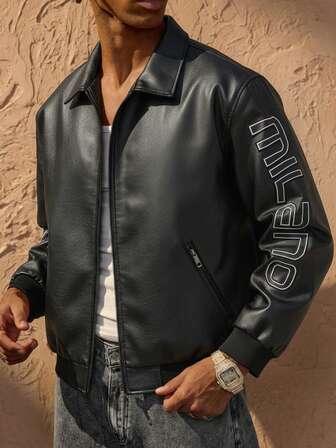 Jaqueta Masculina, Gola De Lapela, Estampada, Moderleve, Manga Comprida, Agasalho, Primavera/Outono