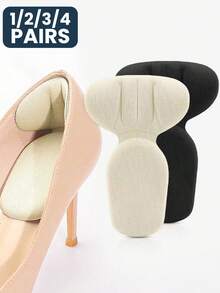 1/2/3/4 Pairs T-Shaped Two-In-One Heel Cushions, High Heel Sponge Half-Size Insoles, Thick Anti-Slip Anti-Chafe Heel Pads, Fall - Nhiều màu - Xem 2