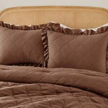 Elegant Phoebe 2/3 Pieces Mini Diamond Patterning Bedding Comforter Set,All Season Family Home Textile Fits Modern Bedroom Décor,2 Pieces For Twin-Twin XL Size And 3 Pieces For Full-Queen-King-Cal King Size, Mother's Day Thanks Giving Gifts - Brown - View 6