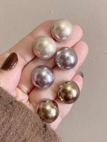 3 Pairs 0.66 Inch Retro Minimalist Semi-Circle Faux Pearl Stud Earrings, Unique Design Earring Set, Suitable For Women's Daily And Holiday Wear