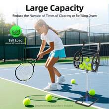 2-In-1 Tennis Ball Automatic Picker With Handle,Tennis Ball Hopper,Tennis Field Equipment Auto Collector Picker Retractor 80 Tennis Balls - Black+Silver - View 1